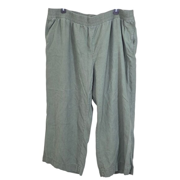 Old Navy High Waisted Linen Blend Wide Leg Pants Womens Plus 3X Olive Green - Picture 1 of 4